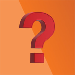 3D Red Question Mark vector icon on Orange Background

