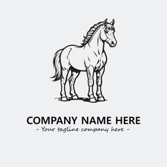 Horse illustration black and white for logo company vector image
