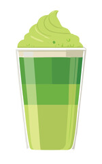 Green Tea Latte Cup - Vector Illustration