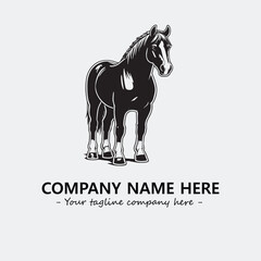 Horse illustration black and white for logo company vector image
