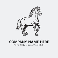 Horse illustration black and white for logo company vector image
