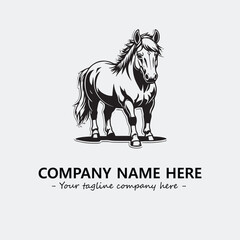 Horse illustration black and white for logo company vector image
