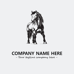 Horse illustration black and white for logo company vector image
