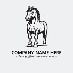 Horse illustration black and white for logo company vector image
