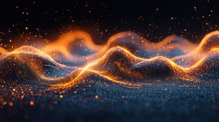 Glowing Particles Abstract Landscape: A Digital Art Creation
