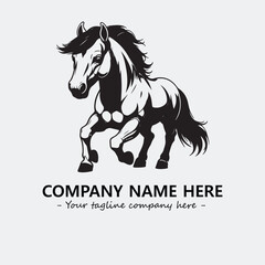 Horse illustration black and white for logo company vector image
