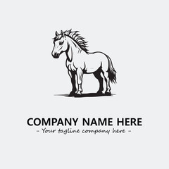 Horse illustration black and white for logo company vector image
