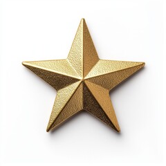 Gold Star Symbol with Textured Finish on White Background