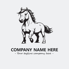 Horse illustration black and white for logo company vector image
