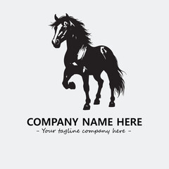 Horse illustration black and white for logo company vector image
