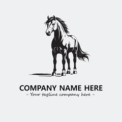 Horse illustration black and white for logo company vector image
