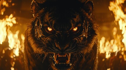 Fiery Tiger: A Glowing Gaze into the Inferno