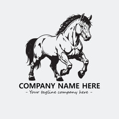 Horse illustration black and white for logo company vector image
