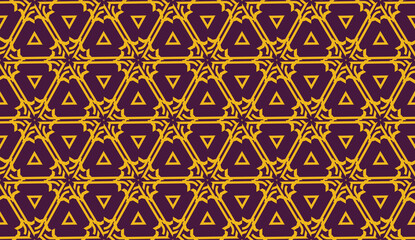 Vector illustration with pattern in triangles style. Curved line. Decorative design for For interior wallpaper, smart design, fashion print. Purple, orange color. Seamless