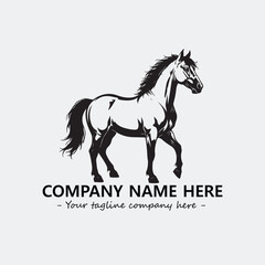 Horse illustration black and white for logo company vector image
