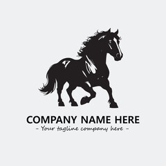 Horse illustration black and white for logo company vector image
