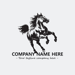 Horse illustration black and white for logo company vector image
