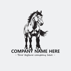 Horse illustration black and white for logo company vector image
