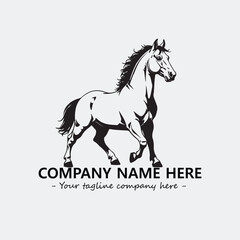 Horse illustration black and white for logo company vector image
