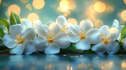 Serene White Blossoms: A Glimmering Floral Display