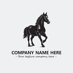 Horse illustration black and white for logo company vector image
