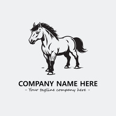 Horse illustration black and white for logo company vector image
