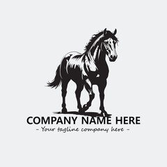 Horse illustration black and white for logo company vector image
