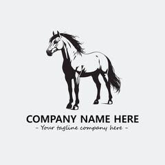 Horse illustration black and white for logo company vector image
