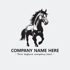 Horse illustration black and white for logo company vector image
