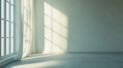 Obraz premium refined minimalist room glowing in calm morning light and soft textures