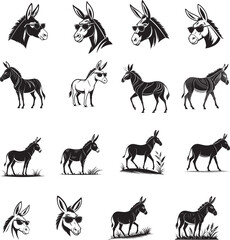 Mule animals silhouettes