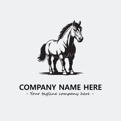 Horse illustration black and white for logo company vector image
