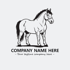 Horse illustration black and white for logo company vector image
