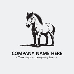Horse illustration black and white for logo company vector image
