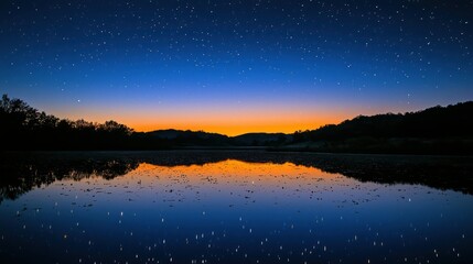 A dreamy sunset with stars beginning to appear.
