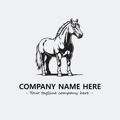 Horse illustration black and white for logo company vector image
