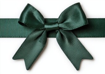 Elegant Green Satin Ribbon Bow on a Smooth Background