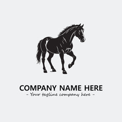 Horse illustration black and white for logo company vector image
