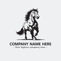 Horse illustration black and white for logo company vector image
