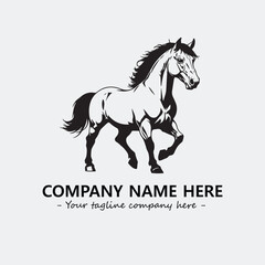 Horse illustration black and white for logo company vector image
