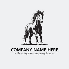 Horse illustration black and white for logo company vector image
