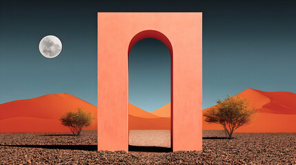 appearing between two bright sand dunes at dusk