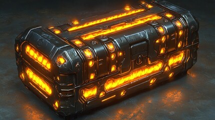Glowing Sci-Fi Chest:  Futuristic Treasure Box Render