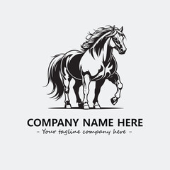 Horse illustration black and white for logo company vector image
