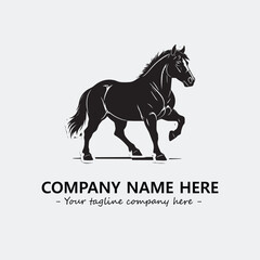 Horse illustration black and white for logo company vector image
