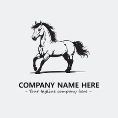 Horse illustration black and white for logo company vector image
