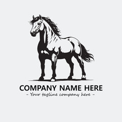 Horse illustration black and white for logo company vector image

