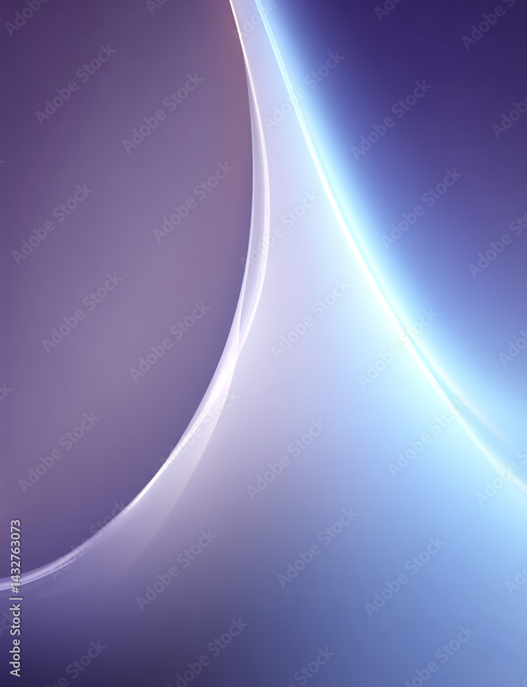 Poster abstract image with purple and blue gradient, featuring soft, glowing curves creating a smooth, ethe