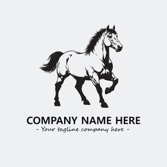 Horse illustration black and white for logo company vector image
