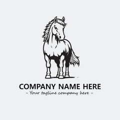 Horse illustration black and white for logo company vector image
